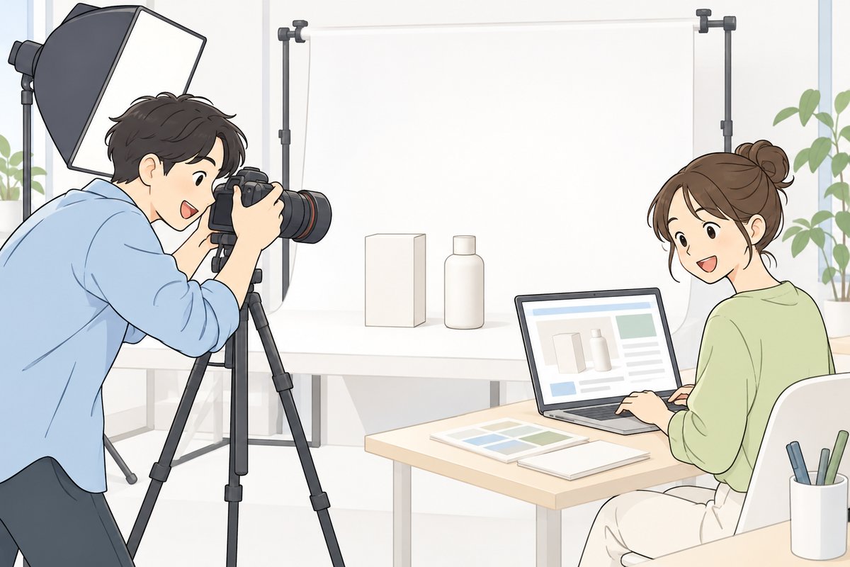 商品撮影と商品ページ制作の様子