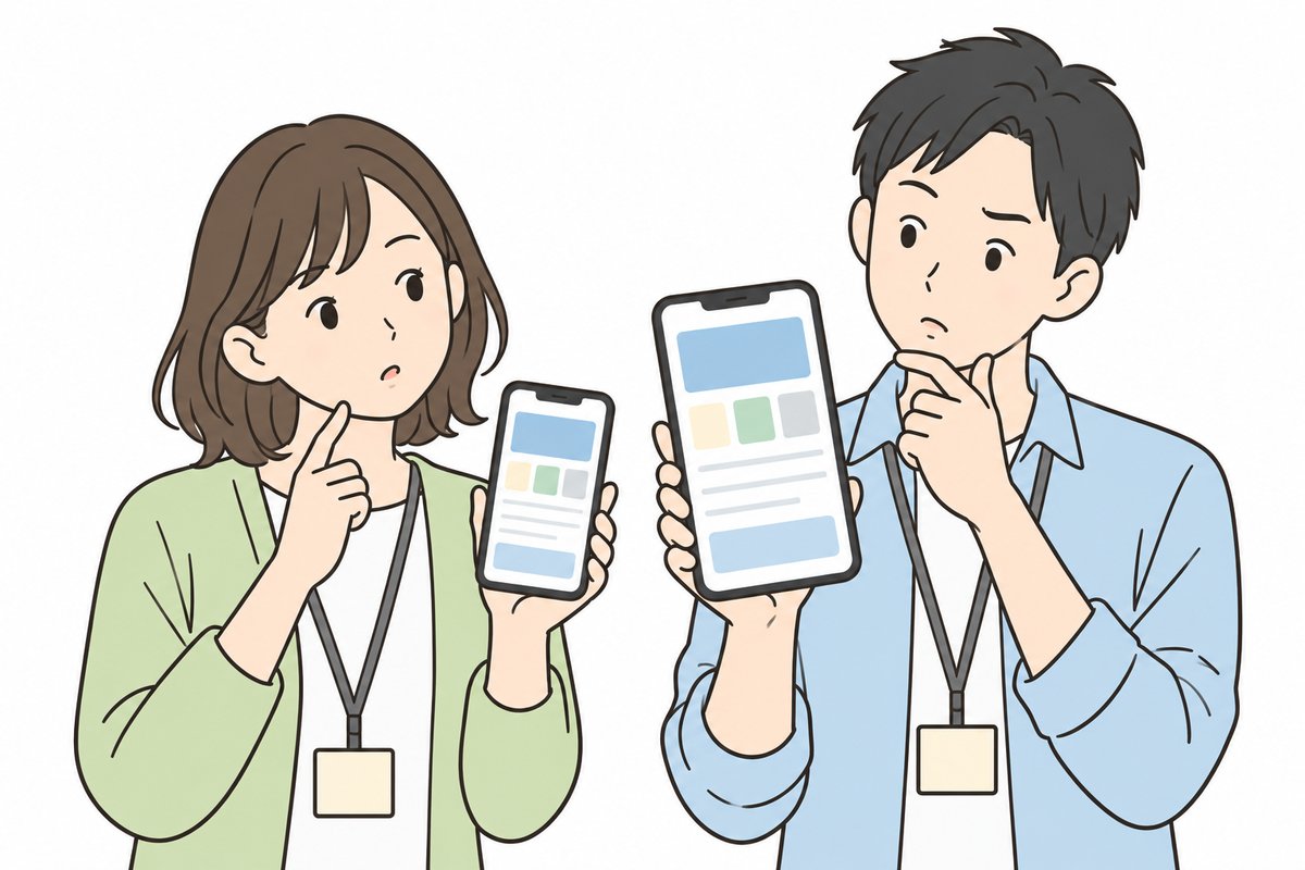 画面の大きさ違いで見比べる二人
