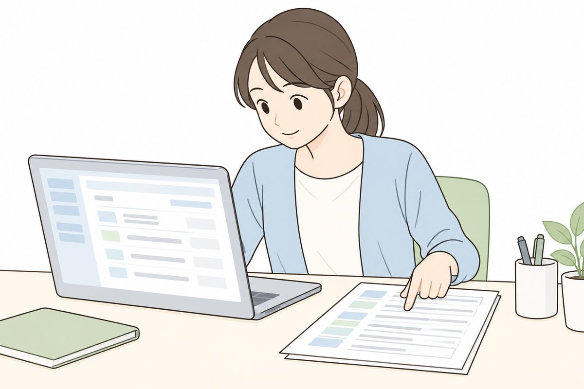 書類と入力内容を見比べる担当者
