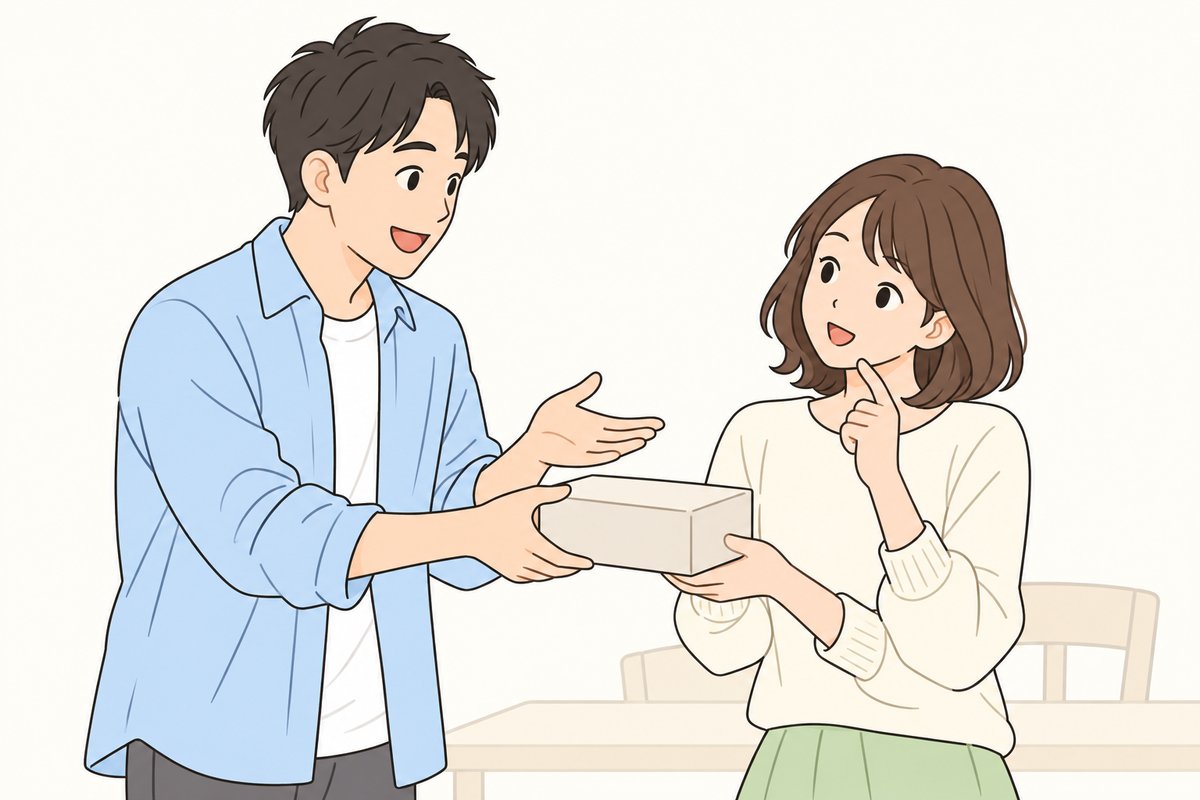 商品の呼び方を家族に聞く様子