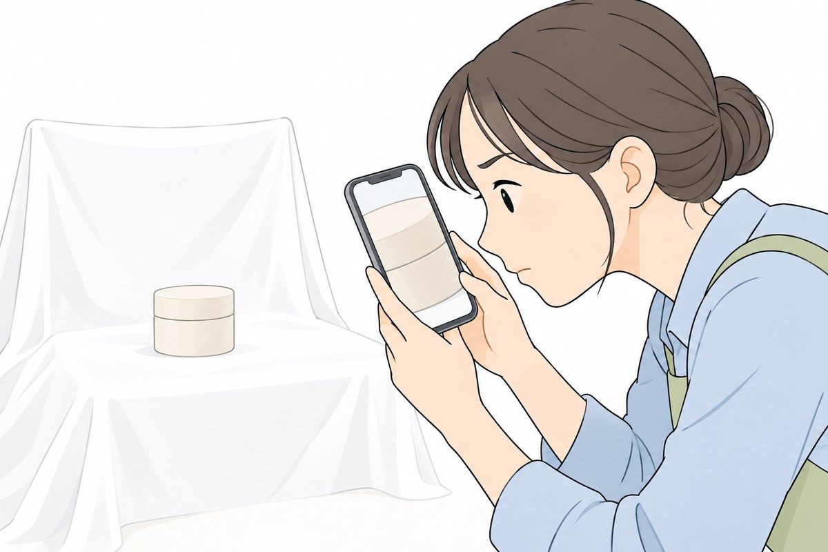 撮った写真のぼやけを確かめる様子