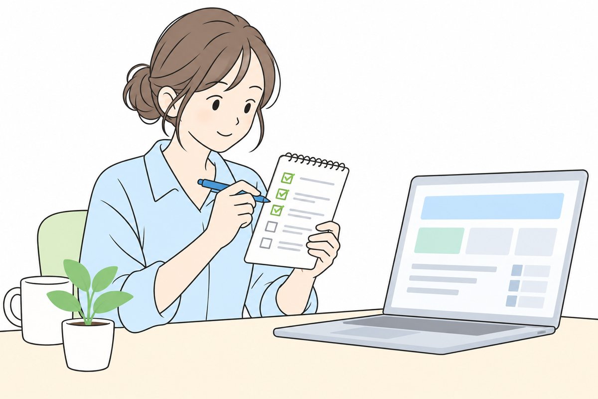 項目を一つずつ確かめる担当者