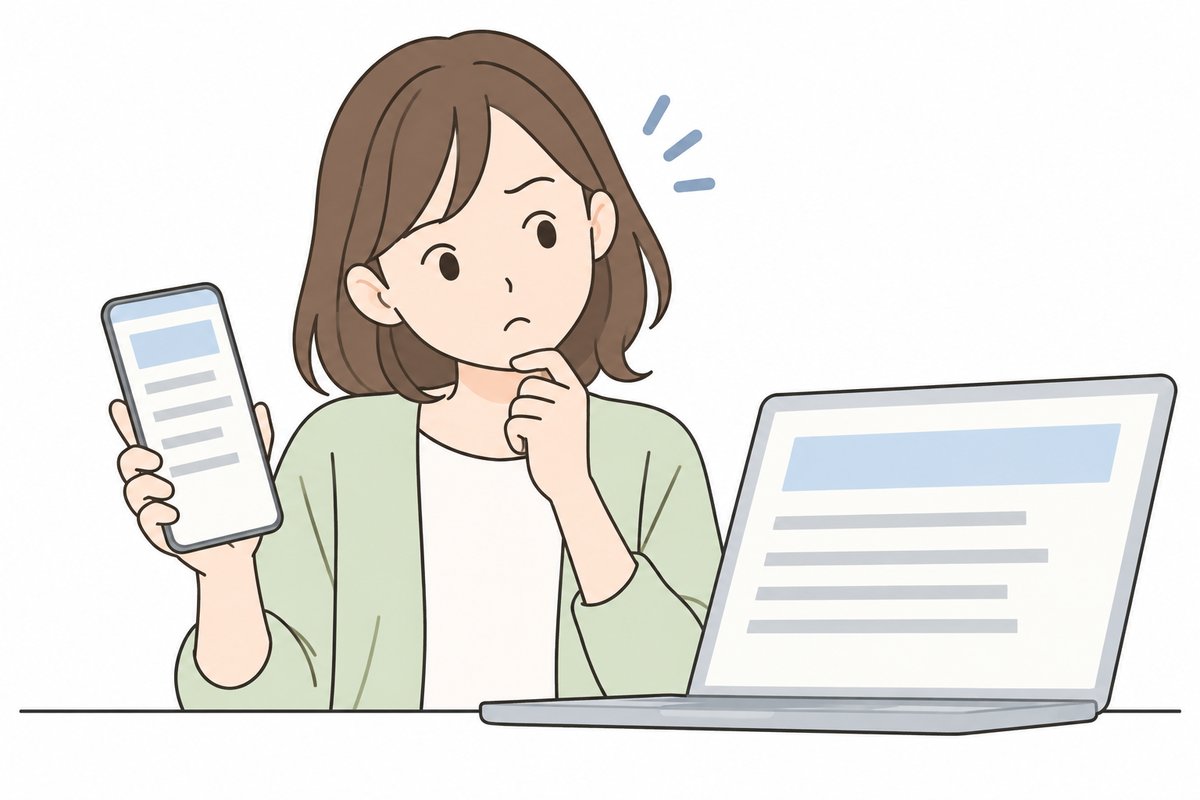 スマホとパソコンで見え方を比べる